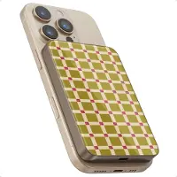 Selencia Vivid Powerbank 5.000 mAh - Draadloze Powerbank - Geschikt voor MagSafe en Qi - Desert Gold / Check This Olive