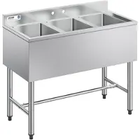 Vevor 3-delige keukenspoelbak met spatbescherming en efficiënte afvoer (978 x 470 x 838 mm)