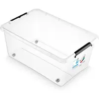 Orplast opbergbox - SimpleStore - Transparant - Stapelbaar | Kan plat worden opgeborgen | Met deksel | Met wielen