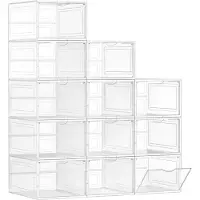 Songmics Doorzichtige schoenenorganisatoren met deur, Wit / 12