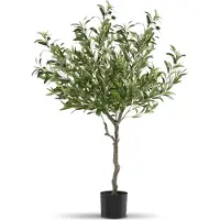 TecTake Kunstmatige Olijfboom Oleand – Mediterrane Kunstplant met Realistische Bladeren en Olijven – Onderhoudsvriendelijk en Veelzijdig – Inclusief Stevige Bloempot – Hoogte: 120 cm