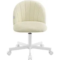 Songmics Kaptafelstoel - Bureaustoel - Kortpolig pluche oppervlak - Beige