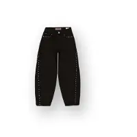 Vingino Camilla Stud barrel jeans met studs - black denim Zwart Effen - maat 146