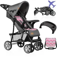 Lionelo Emma kinderwagen. Kleine, inklapbare kinderwagen met verstelbare ligstand. Roze