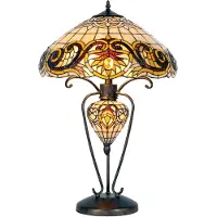 LumiLamp Tiffany tafellamp, diameter 46 cm, hoogte 76 cm, geel glas