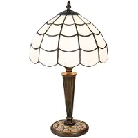 Clayre & Eef Tiffany tafellamp Wiebke, brons / oud-messing, Woon-/ Eetkamer, Glas, Tiffany, tafellamp