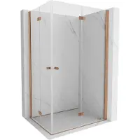 Mexen Mist-F Duo opklapbare douchecabine rechts 70 x 100 , transparant, geborsteld koper - 8A6-070L-100P-65-00