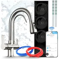 ARI Waterfiltersysteem met keukenkraan, Nordic 800 GPD, omgekeerde osmose, wifi, zonder reservoir, mengkraan, keramische cartridge, perlator, roestvrij staal, messing