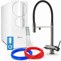 ARI Omgekeerde osmose waterfiltersysteem Highflex 800 Gpd, keukenkraan met twee hendels, keramische cartridge, 360 graden draaibaar, perlator, grafiet antraciet, messing