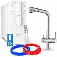 ARI Keukenmengkraan met omgekeerde osmose waterfiltersysteem, 800 Gpd, mengkraan met twee handgrepen, uittrekbare tuit, perlator, Pac-filter, waterbesparend, roestvrij staal