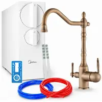 ARI Keukenmengkraan met waterfiltersysteem, Retro 2, mengkraan van messing met keramische cartridge en omgekeerde osmosefilter zonder tank, 800 GPD