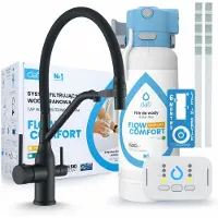 ARI Keukenmengkraan met waterfiltersysteem Magneto, 3-weg, messing, keramische cartridge, perlator, draaibare uitloop, mat zwart