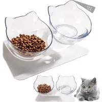 OEM Dubbele kattenbak met een hellingshoek van 15 graden en een transparant ontwerp, voor gemakkelijk voeren