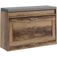 SoBuy Banc rangement chaussures marron, housse grise