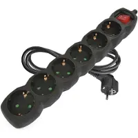 Emos Verlengsnoer 1,5 m / 6 stopcontacten / met schakelaar / zwart / PVC / 1,5 mm², PC1621R