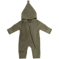 Maximo - Baby's Jersey Fleece Overall m. Kapuze u. Pompon - Overall 86/92, olijfgroen