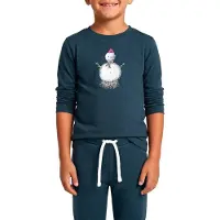 Super.natural - Kid's Snowman L/S - Merinolongsleeve 140, blauw