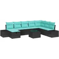 vidaXL Tuinset met 9 zitplaatsen, zwart, van polyrotan