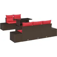 vidaXL Tuinset, 6 stuks, 5 zitplaatsen, bruin en rood