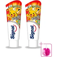 Signal 2 x - Pokémon - Tandpasta - Milde Munt Smaak - Anti-Tandsteen - Kinder 6+ Jaar - 75 ml - Bulkverpakking - Tandpasta voor kinderen - Douchemop - Anti-tandsteen tandpasta