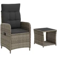 vidaXL Tuin loungeset 2 st Grijs en Donkergrijs Poly Riet en Glas