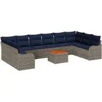 vidaXL Tuinbank Set 11 st Grijs poly rattan