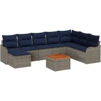 vidaXL Tuinbank Set 9 st Grijs poly rattan