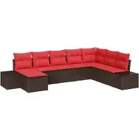 vidaXL Tuinbank Set 8 st Bruin en Rood poly rattan