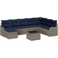 vidaXL Tuinbank Set Grijs poly rattan