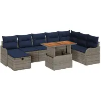vidaXL Tuinbank Set 9 st Grijs poly rattan