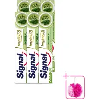Signal 6 x - Integral & Actions - Tandpasta - Natuurlijke Kruiden - Gerecyclede Verpakking - 75 ml - Bulkverpakking - Tandpasta - Douchemop - Natuurlijke kruiden
