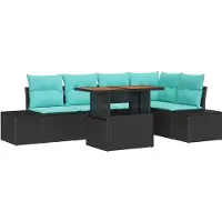 vidaXL Tuinset, 6-delig, zwart, polyrotan