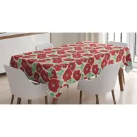 Abakuhaus Papaver Tafelkleed, Lentes-Tuin-Grafik, Geschikt voor binnen- en buitengebruik, wasbare print met heldere kleuren zonder vervaging, 140 x 170 cm, Mint Groen Beige