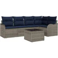 vidaXL Tuinset met loungebank, grijs, van polyrotan