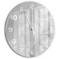Tulup Wandklok - Driehoeken van abstractie Decoratieve Glazen Klok - fi60 cm - Wit Glazen Wandklok Design - Witte handen - Ronde Klok - Glazen Klok Met Print - Wandklok Glas Met Motief