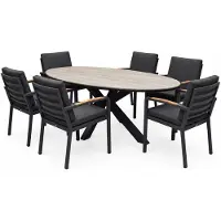 AVH-Collectie Salvador Costa Rica dining tuinset 220x115xH75 cm 7 delig antraciet polywood