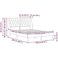 vidaXL Bedframe met hoofdeinde, donkergrijs, 153 x 203 cm, fluweel