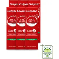 Colgate 6 x – Max White Expert Purifying Power – Tandpasta – 75 ml - Grootverpakking - Vaatwasstrips - Tandpasta - Witte Tanden - Glimlach Verhelderen - Waterstofperoxide - Koffie En Thee Vlekken