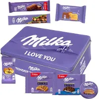 Milka Mix Collection Box 429g - "I Love You" - 10 stuks individuele verpakte koekjes - Choco Supreme, Cake & Choc, Choco Moo, Brownie, Hazelnootreep, Cookies Choco & Sensations Cookies - liefdescadeau