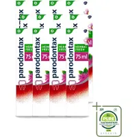 Parodontax 12 x - Tandpasta - Herbal Fresh - Bergamot & Mint - 75ml - Grootverpakking - Vaatwasstrips - Tandvleesgezondheid - Tandpasta - Kruidenextracten - Bloedend Tandvlees - Mondhygiëne