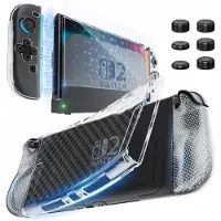 Nikcorp HEYSTOP hoes voor Nintendo Switch, geschikt voor gebruik met de dock, set met hardglazen bescherming