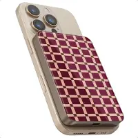 Selencia Vivid Powerbank 5.000 mAh - Draadloze Powerbank - Geschikt voor MagSafe en Qi - Desert Gold / Check This Burgundy