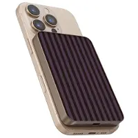Selencia Vivid Powerbank 5.000 mAh - Draadloze Powerbank - Geschikt voor MagSafe en Qi - Desert Gold / Bonbon Stripe Blueberry