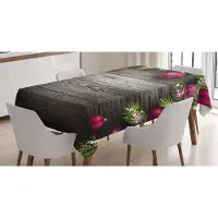Abakuhaus Kerst Tafelkleed, Rustic Ball Tak, Vuilafstotend en wasbaar met moderne printtechnologie en heldere kleuren, 140 x 200 cm, Bruin Roze