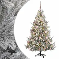 vidaXL - Kunstkerstboom - met - kerstbal - 210 - cm - 300 - LED's - Warmwit