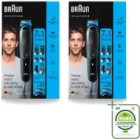Braun 2 x - Trimset - 7-in-1 - 1 Trim Apparaat - 6 Opzetstukken - Grootverpakking - Vaatwasstrips - Baard Trimmer - Gezichtshaar Trimmer - Neushaar Trimmer - Scheermes - Baard Onderhoud