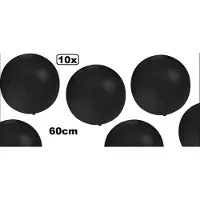 Partyxplosion 10 stuks Mega ballon 60cm zwart - Ballon begrafenis zwart feest festival black and white carnaval halloween horror