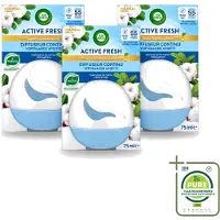 Air Wick 3 x – Luchtverfrisser – Deco Sphere Katoen – 75 ml - Grootverpakking - Vaatwasstrips - Luchtverfrisser - Katoen Geur - Frisse Geur - Geur Neutraliseren - Geur In Badkamer