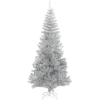 Syfax Kunstkerstboom met voet, zilverkleurig, 210 cm, gemaakt van PET
