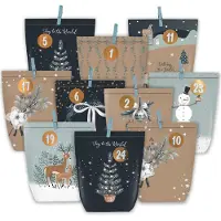 OEM Adventskalender om zelf te vullen - 24 papieren zakjes om zelf te decoreren - Inclusief cijferstickers